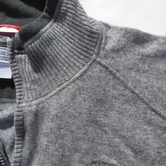 The North Face Men's Sweater XLarge XL Gray Wool Cotton Long Sleeve zip Knit - Picture 7 of 12